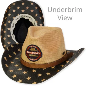 Men's Hats | Tan, Paper Straw Western, Brim 3.5" | Guy Harvey | HG943