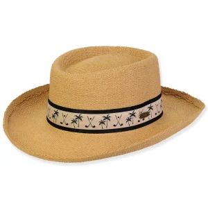Men's Hats | Tan, Toyo Gambler, Brim 2.25"+1" Up Turn | Tidal Tom | HTT1273