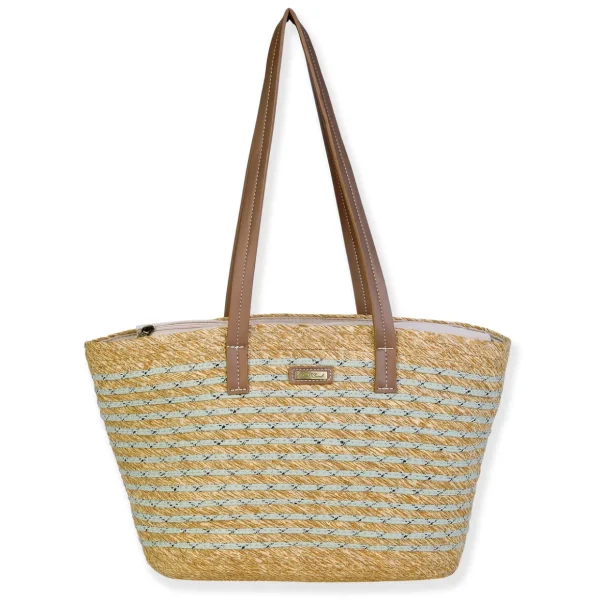 Mint, Paper Straw/Poly Rope Shoulder Tote | CE6672 A