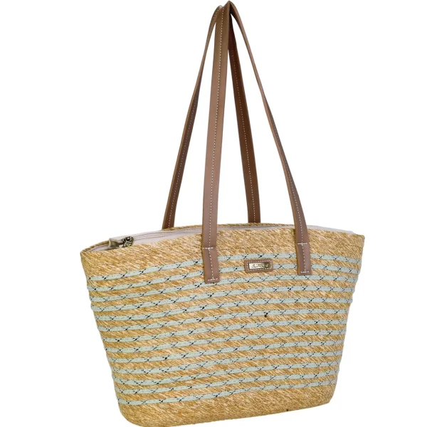 Mint, Paper Straw/Poly Rope Shoulder Tote | CE6672 A