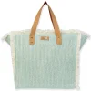 Mint, Poly Straw Shoulder Tote | CE6626 B