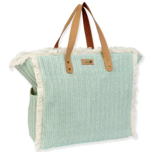 Mint, Poly Straw Shoulder Tote | CE6626 B