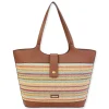 Multi, Poly Straw Shoulder Tote | CE6629 B