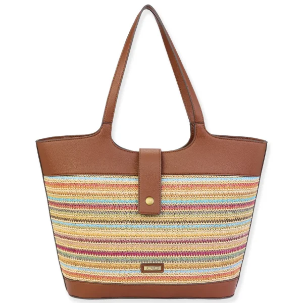 Multi, Poly Straw Shoulder Tote | CE6629 B