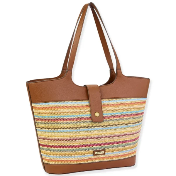 Multi, Poly Straw Shoulder Tote | CE6629 B