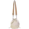 Natural, Canvas/Paper Straw Barel Crossbody | CE6625 A
