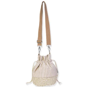 Natural, Canvas/Paper Straw Barel Crossbody | CE6625 A