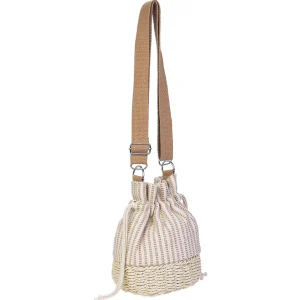 Natural, Canvas/Paper Straw Barel Crossbody | CE6625 A