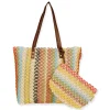 Natural Multi, Paper Crochet/Poly Cotton Shoulder Tote | CE6696 A
