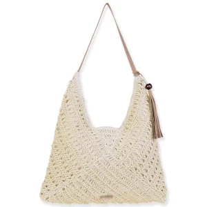 Natural, Paper Crochet Shoulder Tote | CE6707 A