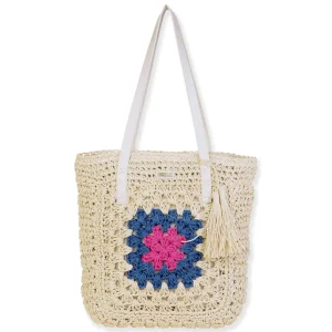 Natural, Paper Crochet Shoulder Tote | CE6706 A