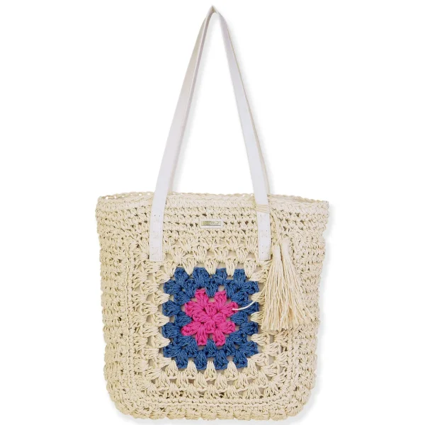 Natural, Paper Crochet Shoulder Tote | CE6706 A