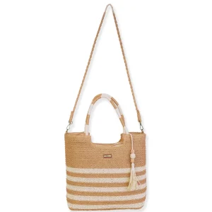 Natural, Paper Crochet Shoulder Tote | CE6704 B