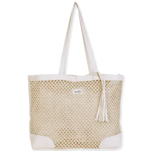 Natural, Paper Crochet Shoulder Tote | CE6701 A