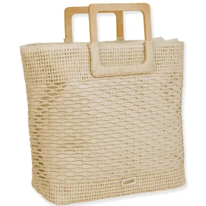 Natural, Paper Crochet Shoulder Tote | CE6699 A