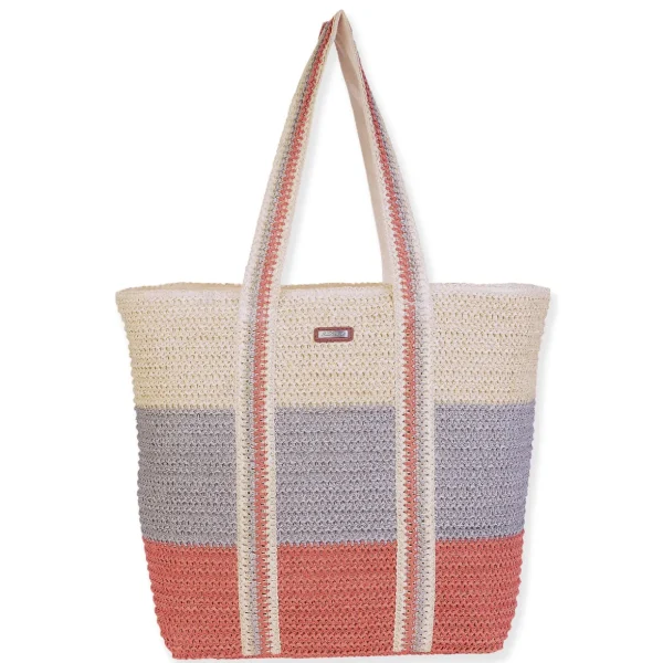 Natural, Paper Crochet Shoulder Tote | CE6691 A