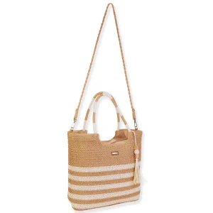 Natural, Paper Crochet Shoulder Tote | CE6704 B