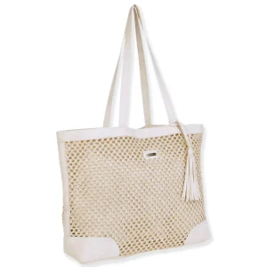 Natural, Paper Crochet Shoulder Tote | CE6701 A