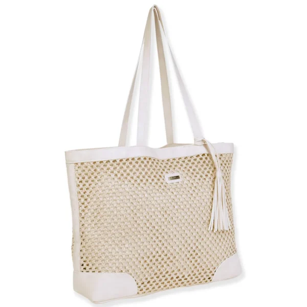 Natural, Paper Crochet Shoulder Tote | CE6701 A