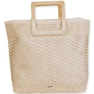 Natural, Paper Crochet Shoulder Tote | CE6699 A