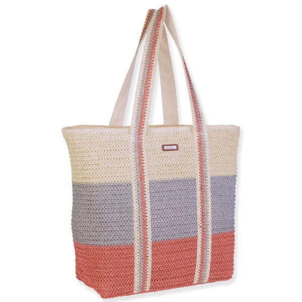 Natural, Paper Crochet Shoulder Tote | CE6691 A