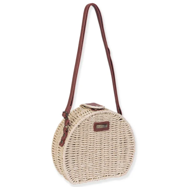 Natural, Paper Straw Crossbody | CE6647 A