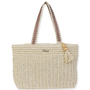 Natural, Paper Straw Handbag | CE6651 A
