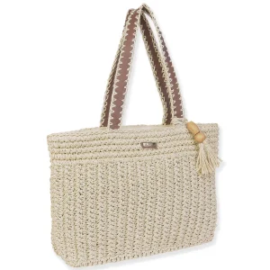 Natural, Paper Straw Handbag | CE6651 A