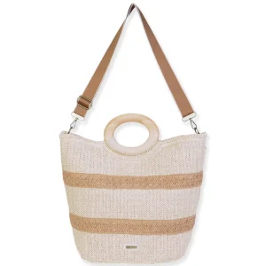Natural, Paper Straw Shoulder Tote | CE6698 A