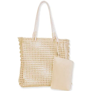 Natural, Paper Straw Shoulder Tote | CE6728 A