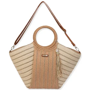 Natural, Paper Straw Shoulder Tote | CE6639 A