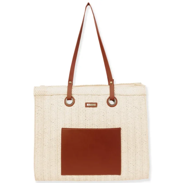 Natural, Paper Straw Shoulder Tote | CE6638 A