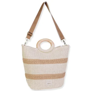 Natural, Paper Straw Shoulder Tote | CE6698 A