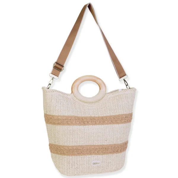 Natural, Paper Straw Shoulder Tote | CE6698 A