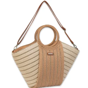 Natural, Paper Straw Shoulder Tote | CE6639 A