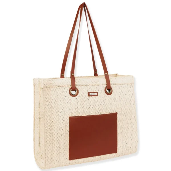 Natural, Paper Straw Shoulder Tote | CE6638 A
