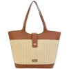 Natural, Poly Straw Shoulder Tote | CE6629 A