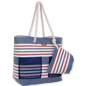 Navy, Paper Straw Shoulder Tote | CE6663 B
