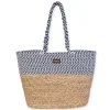 Navy, Paper Straw/Rope Shoulder Tote | CE6671 B