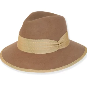 Olwen | Women's Wool Felt Safari Leather Grosgrain Trim | AD1564