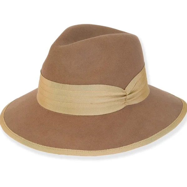 Olwen | Women's Wool Felt Safari Leather Grosgrain Trim | AD1564