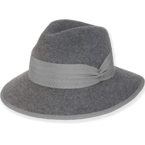 Olwen | Women's Wool Felt Safari Leather Grosgrain Trim | AD1564