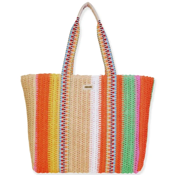 Orange Multi, Paper Crochet Shoulder Tote | CE6693 B