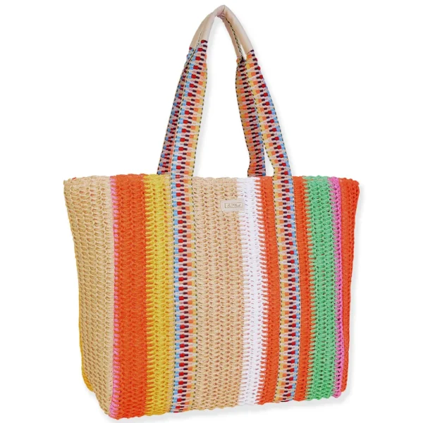 Orange Multi, Paper Crochet Shoulder Tote | CE6693 B