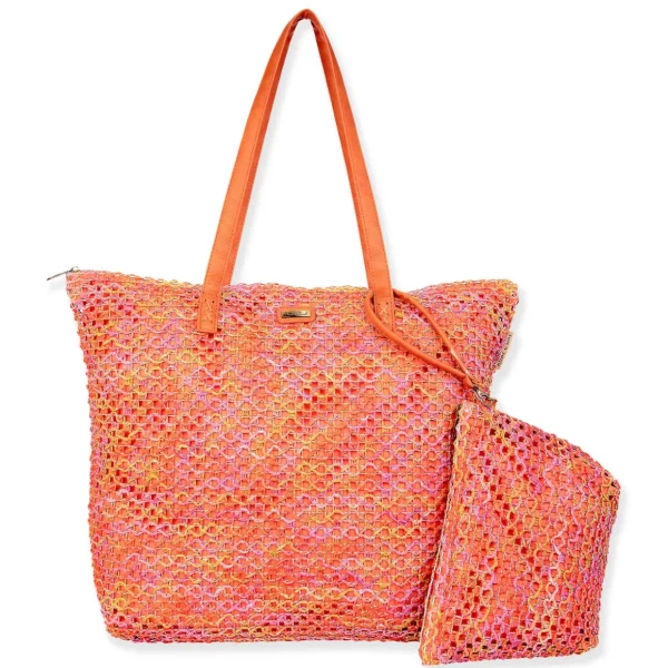 Orange Multi, Paper Straw Handbag | CE6658 B