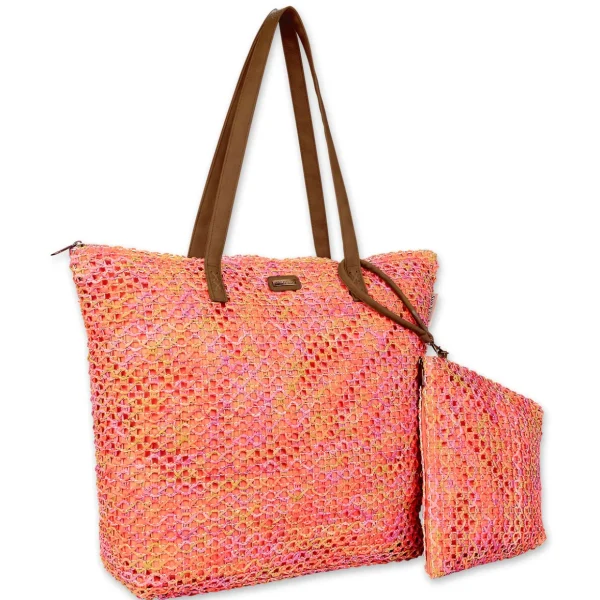 Orange Multi, Paper Straw Handbag | CE6658 B