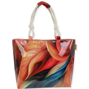 Pink, Canvas/PVC Shoulder Tote | CE6618 A