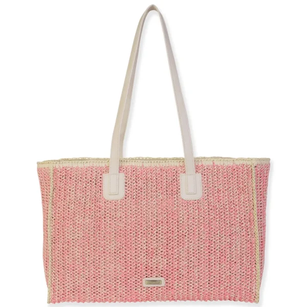 Pink, Paper Straw Handbag | CE6656 A