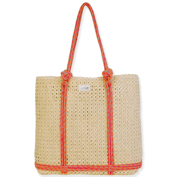 Pink, Paper Straw Handbag | CE6689 A