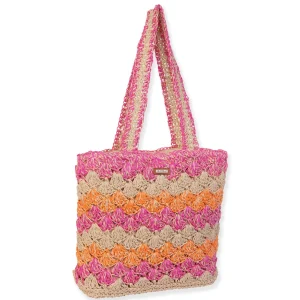 Pink, Paper Straw Handbag | CE6653 A